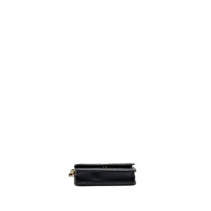 Chanel Pearl Crush mini flap wallet with chain lambskin black  (microchip)