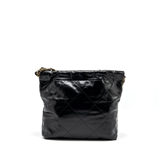 Chanel Small 22 Bag Gold Letter Shiny Calfskin Black  (Microchip)