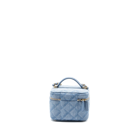 Chanel Vanity Case with Chain Denim Blue L (Microchip)