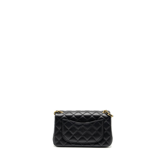 Chanel Pearl Crush Mini Rectangular Flap Bag Lambskin Black  (Microchip)