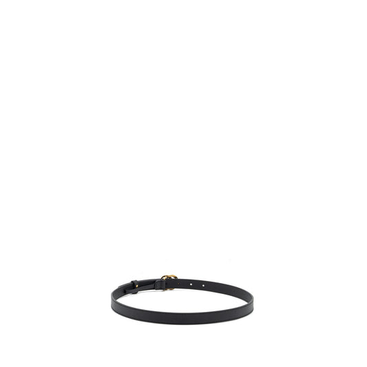 Gucci Size 80 Leather Belt Double G Buckle with Pearl Calfskin Black Brushed