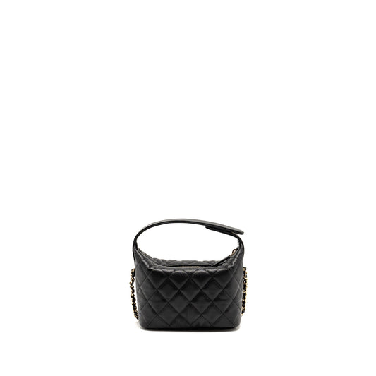 Chanel Quilted Hobo Bag Caviar Black  (Microchip)