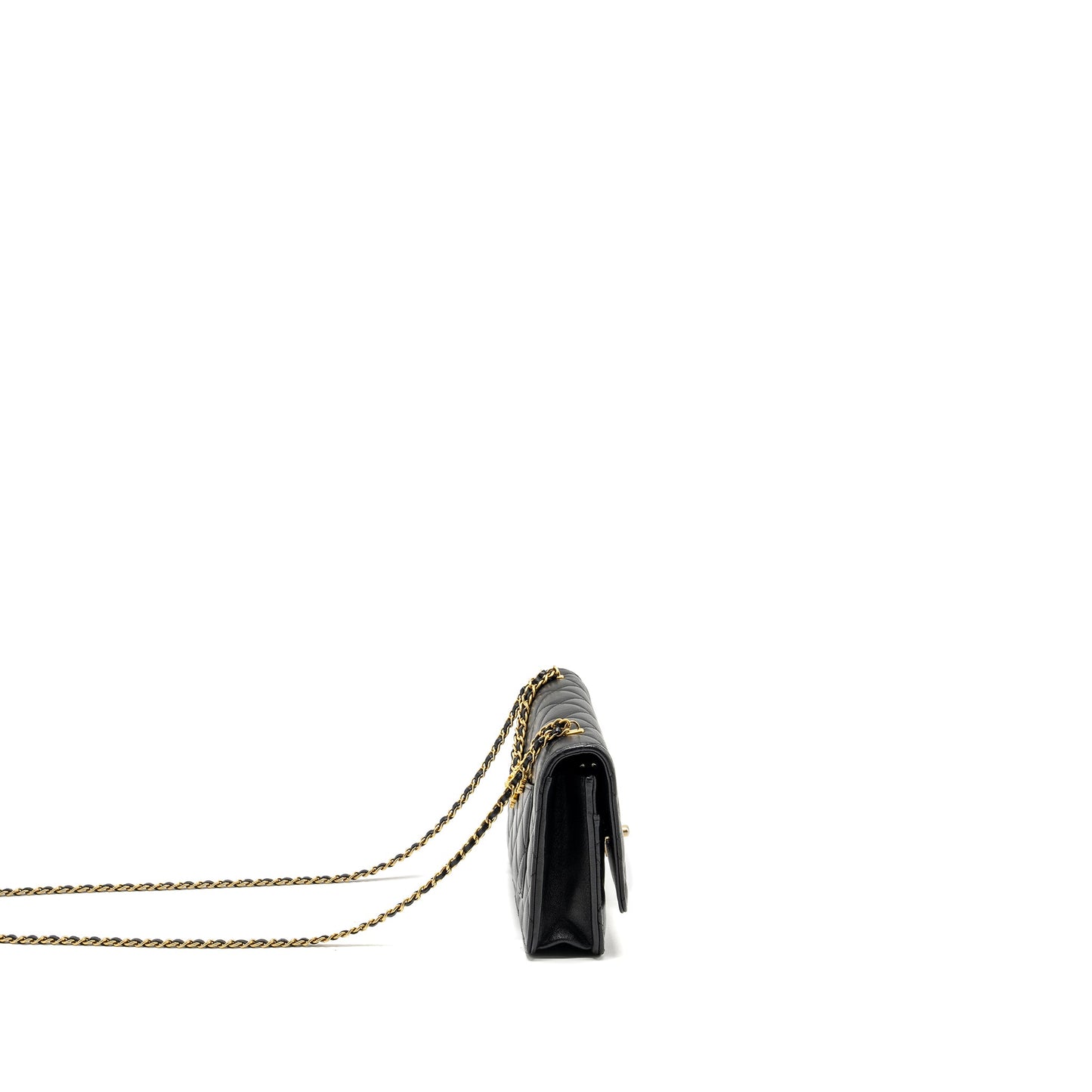 CHANEL 23A Lion Charms Wallet On Chain Lambskin Black  (microchip)