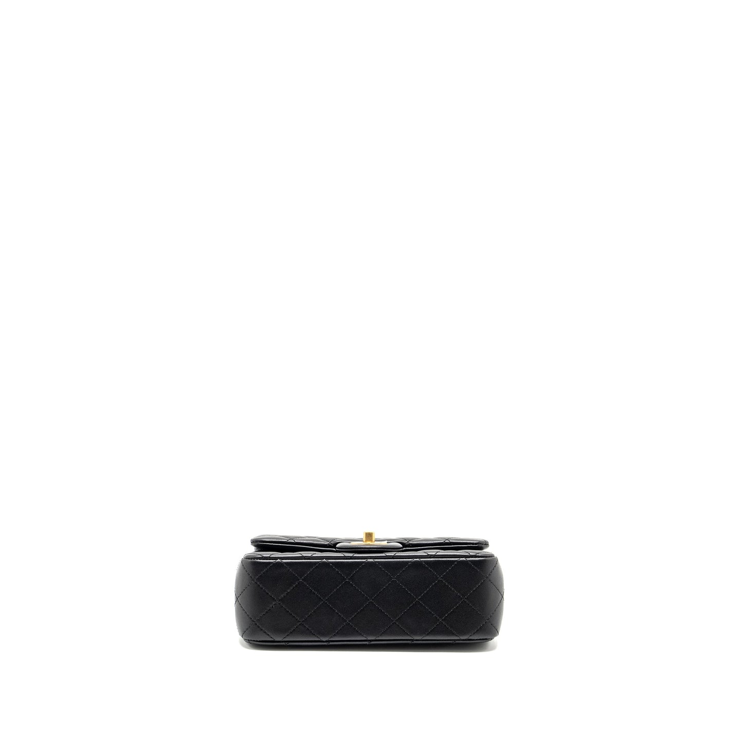 Chanel Pearl Crush Mini Rectangular Flap Bag Lambskin Black  (Microchip)