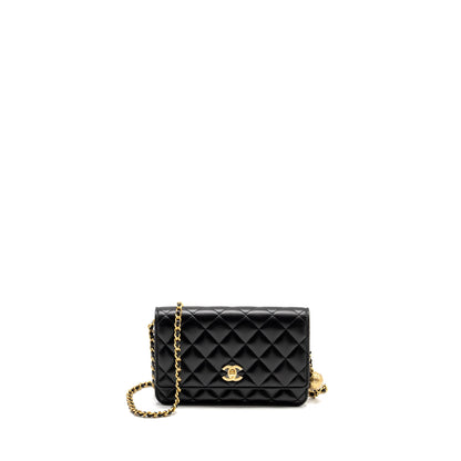 Chanel Pearl Crush Wallet on Chain Lambskin Black  (Microchip)