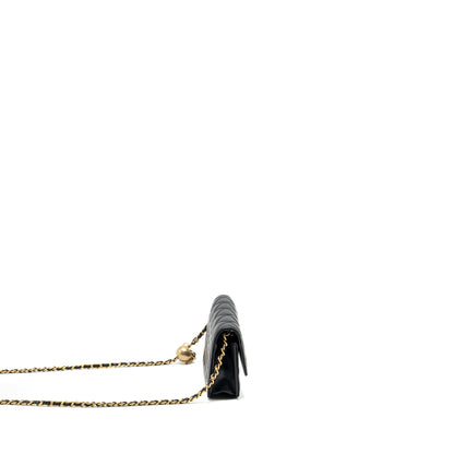 Chanel Pearl Crush mini flap wallet with chain lambskin black  (microchip)