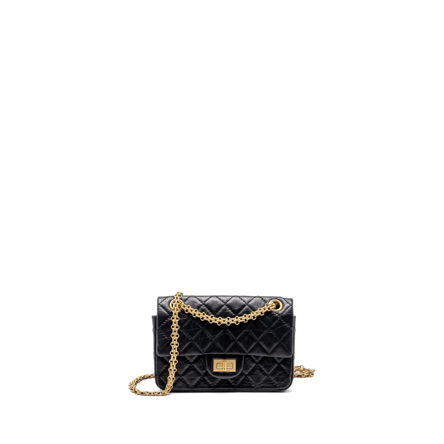 Chanel mini 2.55 reissue flap bag aged calfskin black
