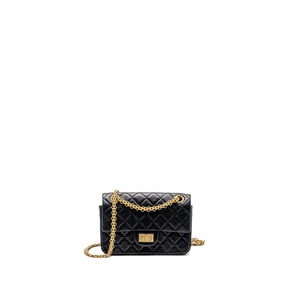 Chanel mini 2.55 reissue flap bag aged calfskin black