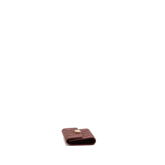 Chanel boy compact wallet caviar dark red