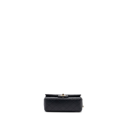 Chanel 22P Lion Charm Top Handle Mini Rectangular Flap Bag Lambskin Black L (microchip)