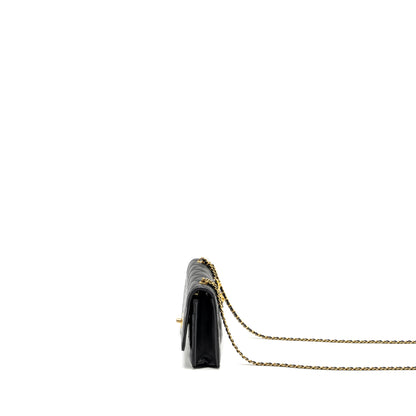 CHANEL 23A Lion Charms Wallet On Chain Lambskin Black  (microchip)