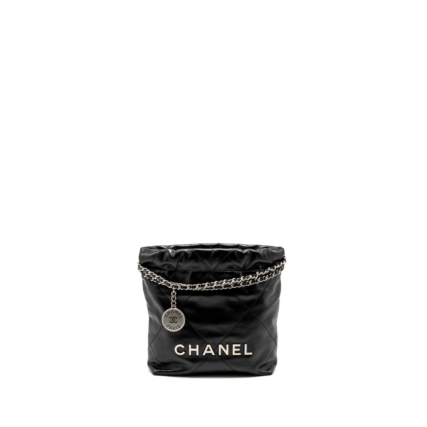 Chanel mini 22 Bag Shiny Calfskin Black  (Microchip)