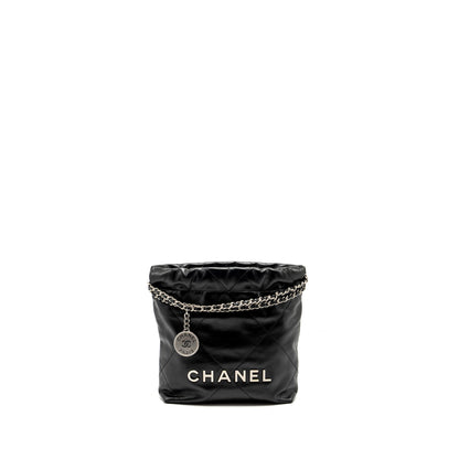 Chanel mini 22 Bag Shiny Calfskin Black  (Microchip)