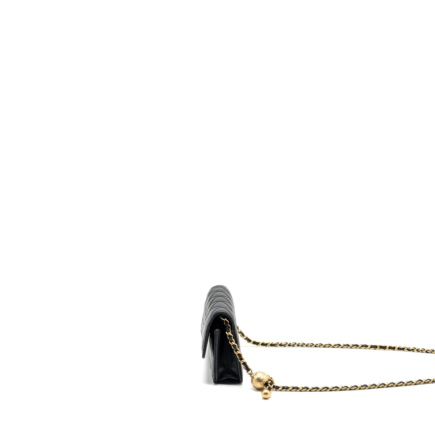 Chanel Pearl Crush mini flap wallet with chain lambskin black  (microchip)