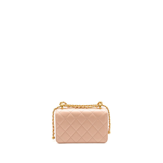 Chanel Gold Crush Mini Flap Bag Calfskin Light Pink  (microchip)