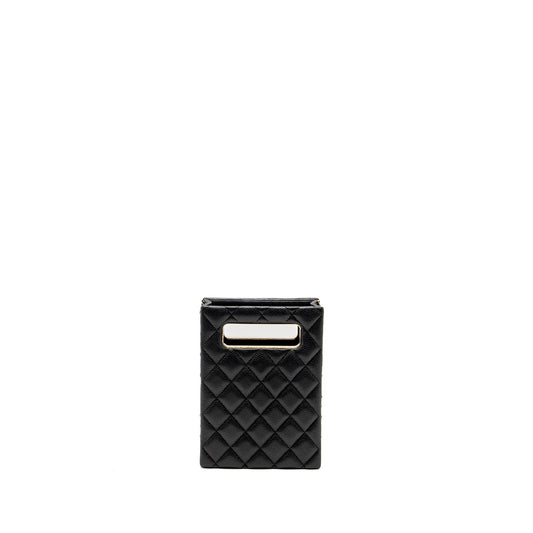 Chanel Quilted Evening Box Bag Caviar Black L (Microchip)