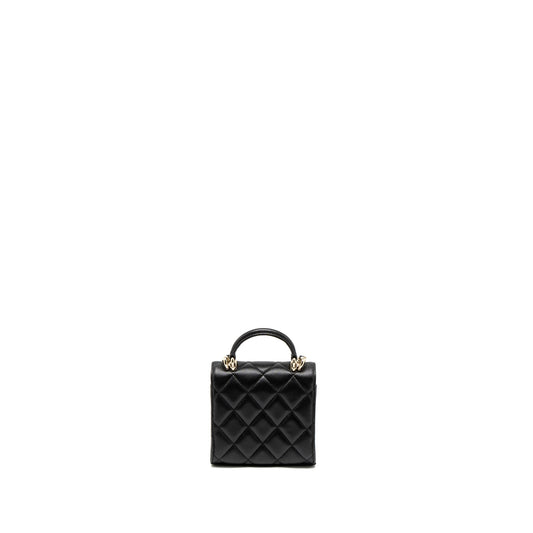 Chanel Top Handle Mini Flap Bag Lambskin Black L (Microchip)