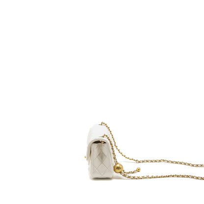 Chanel Pearl Crush Mini Rectangular Flap Bag Lambskin White  (Microchip)
