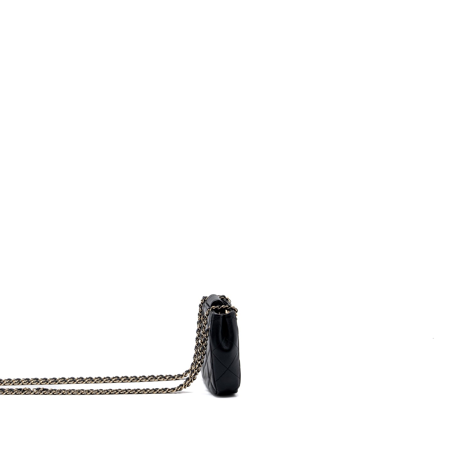Chanel quilted super mini tote with chain lambskin black L
