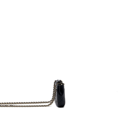 Chanel quilted super mini tote with chain lambskin black L