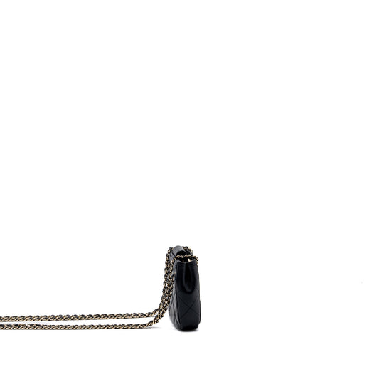 Chanel quilted super mini tote with chain lambskin black L