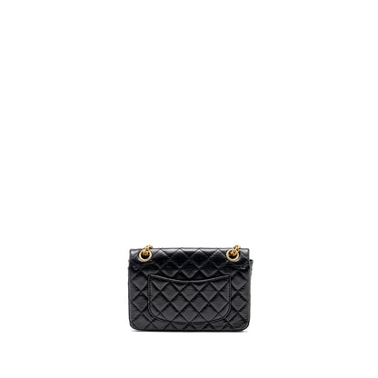 Chanel mini 2.55 reissue flap bag aged calfskin black