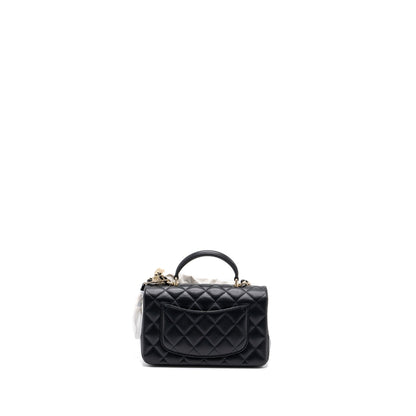 Chanel 22P Lion Charm Top Handle Mini Rectangular Flap Bag Lambskin Black L (microchip)