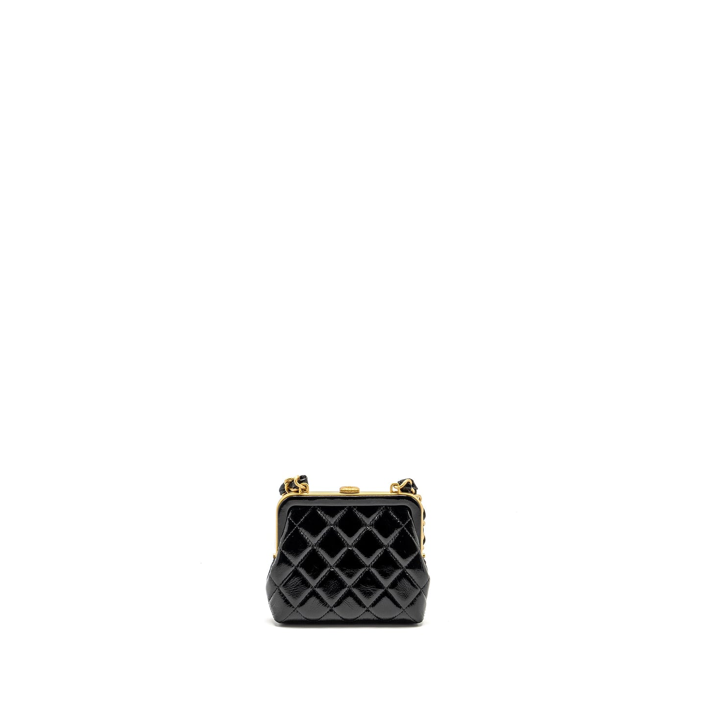 CHANEL 24A Bowknot Clutch With Chain Patent Crumpled lambskin/Shiny Lambskin Black/Pink  (Microchip)