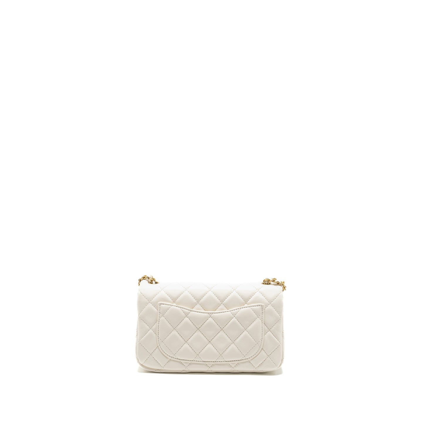 Chanel Pearl Crush Mini Rectangular Flap Bag Lambskin White  (Microchip)