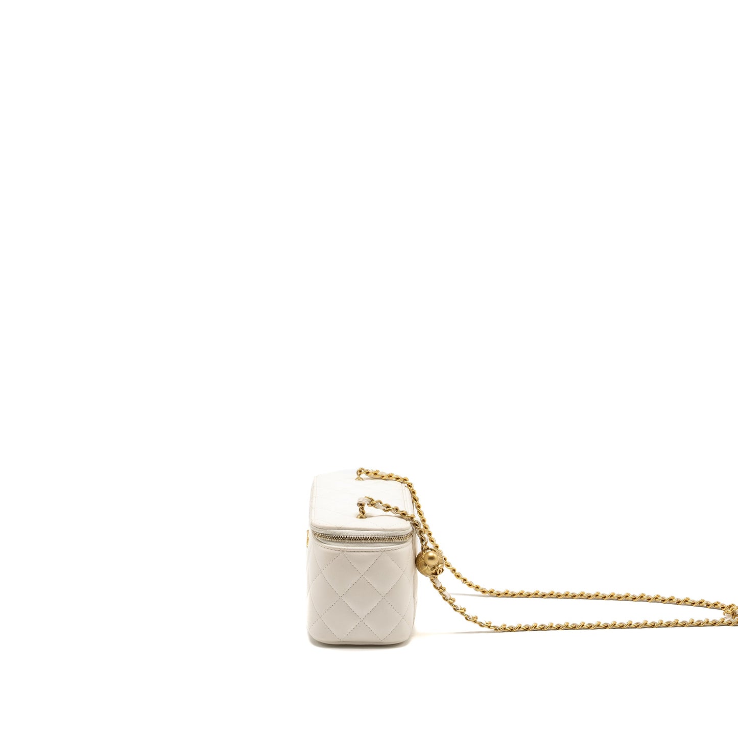 Chanel Pearl Crush Long Vanity Case Lambskin White  (Microchip)