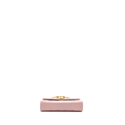 Chanel 22B Flap Bag With Enamel Top Handle Lambskin Light Pink  (Microchip)