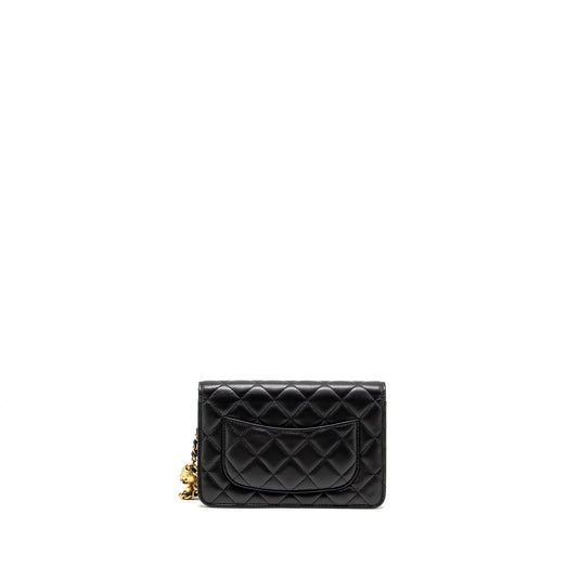 CHANEL Pearl Crush Wallet on Chain Lambskin Black  (Microchip)