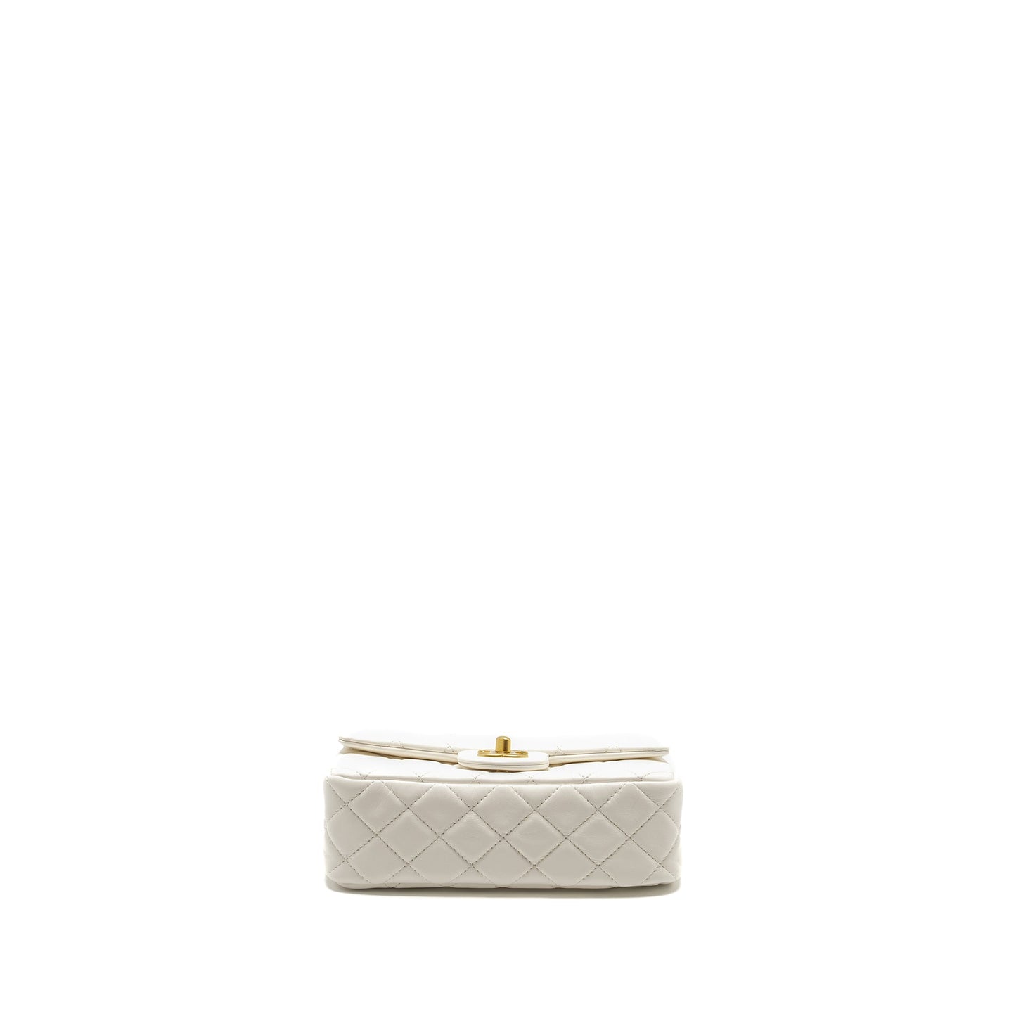 Chanel Pearl Crush Mini Rectangular Flap Bag Lambskin White  (Microchip)