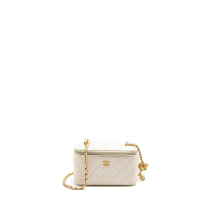 Chanel Pearl Crush Long Vanity Case Lambskin White  (Microchip)