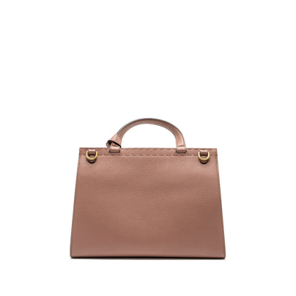Gucci Top Handle Flap Bag Calfskin Dark Pink