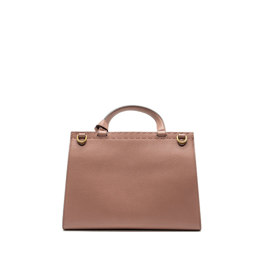 Gucci Top Handle Flap Bag Calfskin Dark Pink