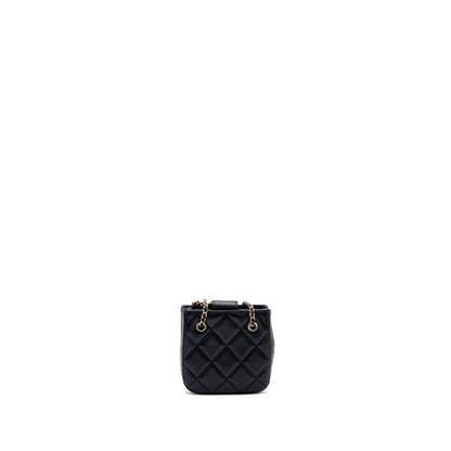 Chanel quilted super mini tote with chain lambskin black L