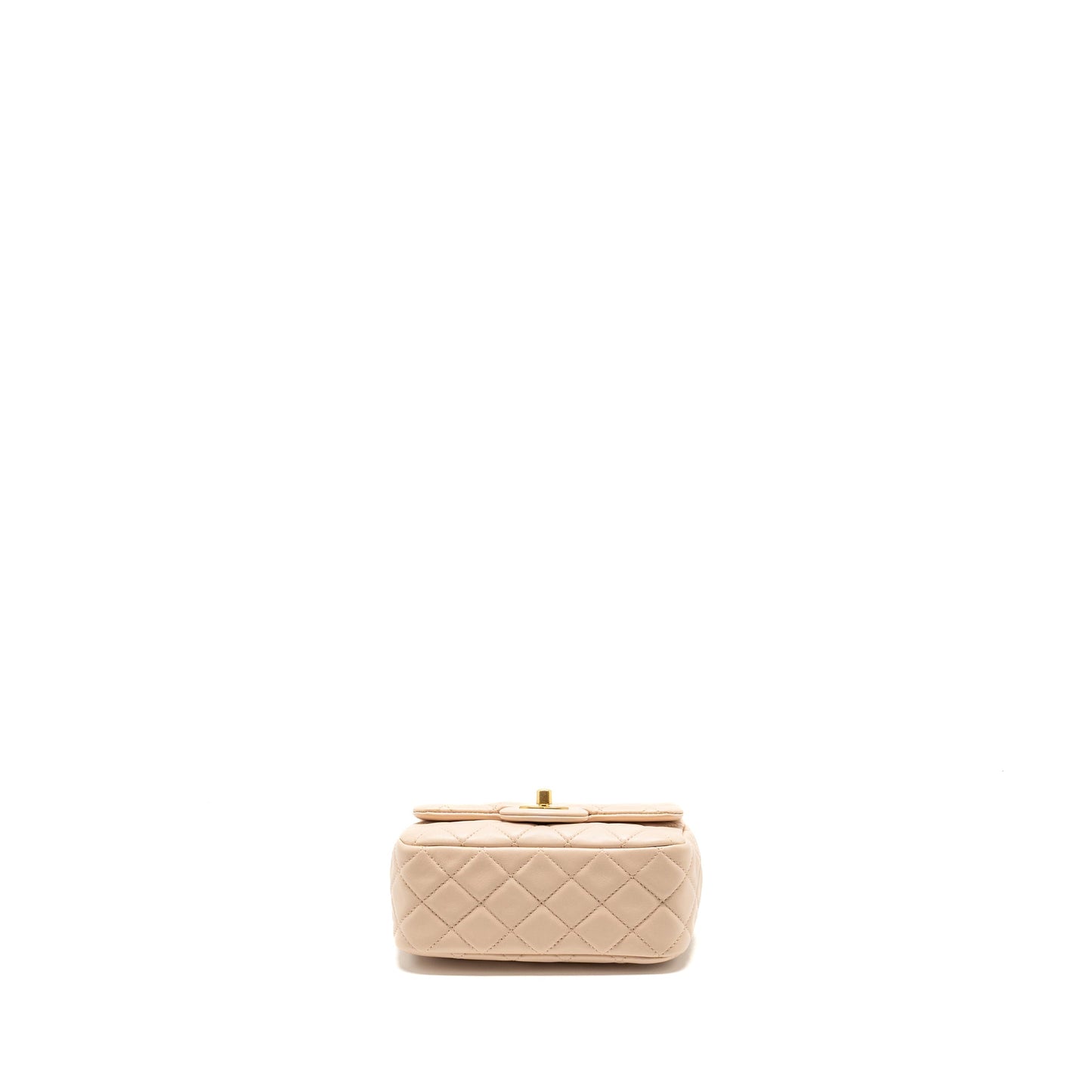 Chanel Pearl Crush Mini Square Flap Bag Lambskin Light Beige  (Microchip)