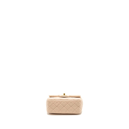 Chanel Pearl Crush Mini Square Flap Bag Lambskin Light Beige  (Microchip)