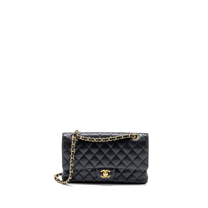 Chanel Medium classic double flap bag caviar Black