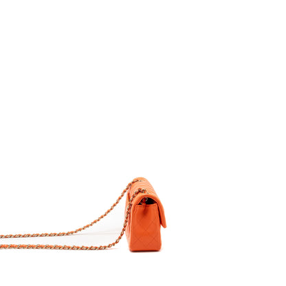 Chanel Mini Rectangular Flap Bag Lambskin Orange