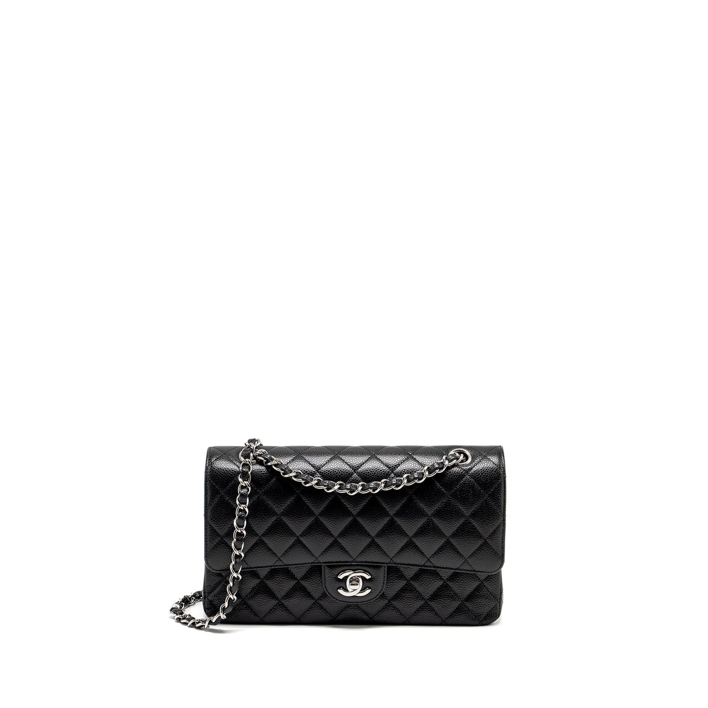 Chanel Medium Classic Double Flap Bag Caviar Black  (Microchip)