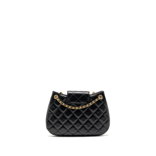 Chanel 24C Quilted Small Messenger Bag Black Lambskin  (Microchip)
