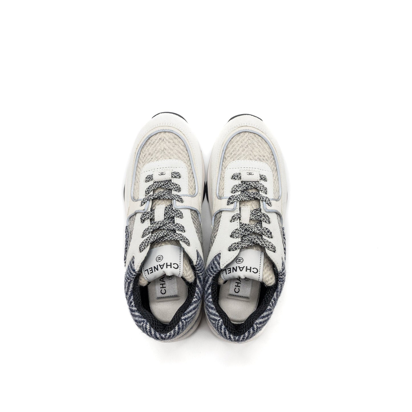 Chanel size 37 CC logo sneakers suede leather / fabric light grey