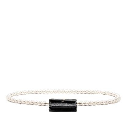 Chanel Maxi Pearl Clutch with Chain Lambskin Black