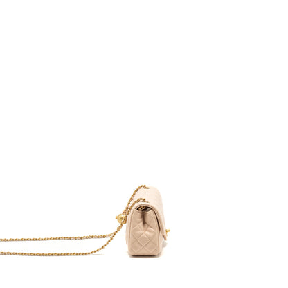 Chanel Pearl Crush Mini Square Flap Bag Lambskin Light Beige  (Microchip)