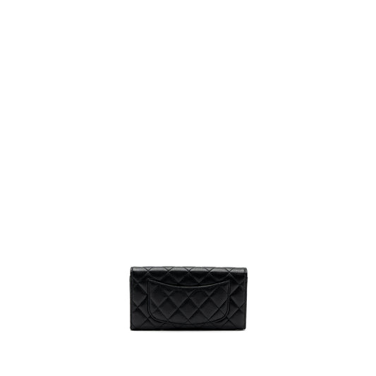 Chanel classic long flap wallet caviar black