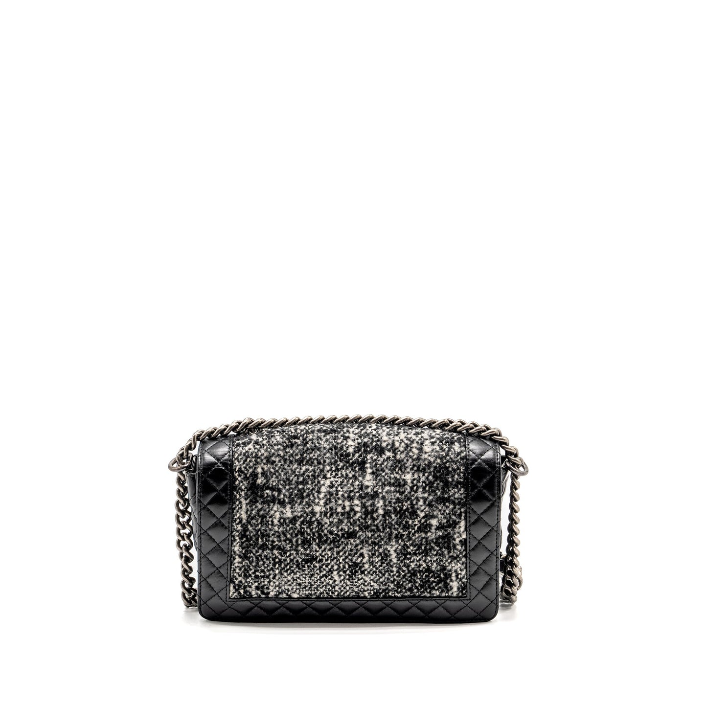Chanel Multi Chain Boy Bag Calfskin/Tweed Black