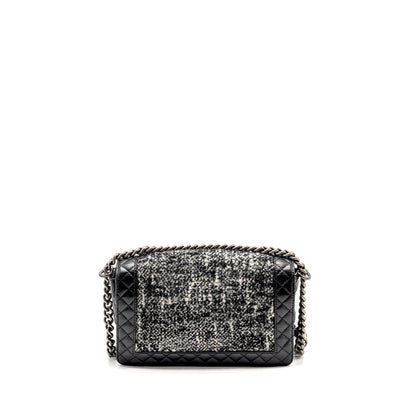 Chanel Multi Chain Boy Bag Calfskin/Tweed Black