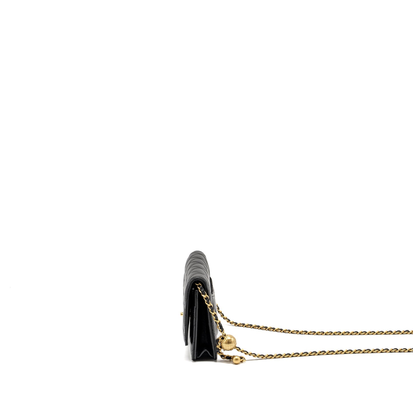 CHANEL Pearl Crush Wallet on Chain Lambskin Black  (Microchip)